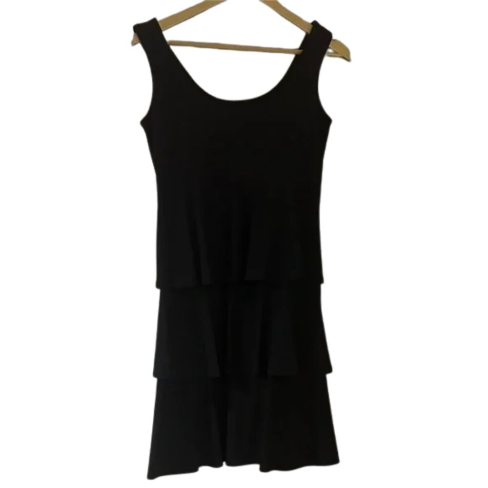 Tiana B Black Tiered Mini Dress Scoop Neck Sleeveless Classic Summer LBD
